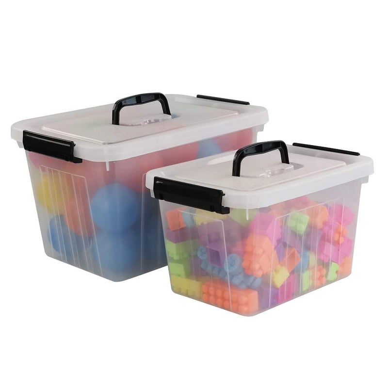 Obstnny 12 Quart&6 Quart Plastic Latching Box With Handles, Clear Storage Bins with Lid - Image 1